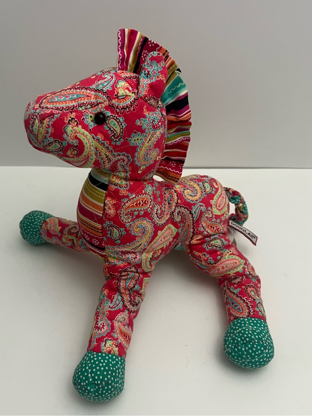 Douglas Horse Plush 11" Pony Paisley Colorful Pink 2010 Stuffed Animal 1115.B